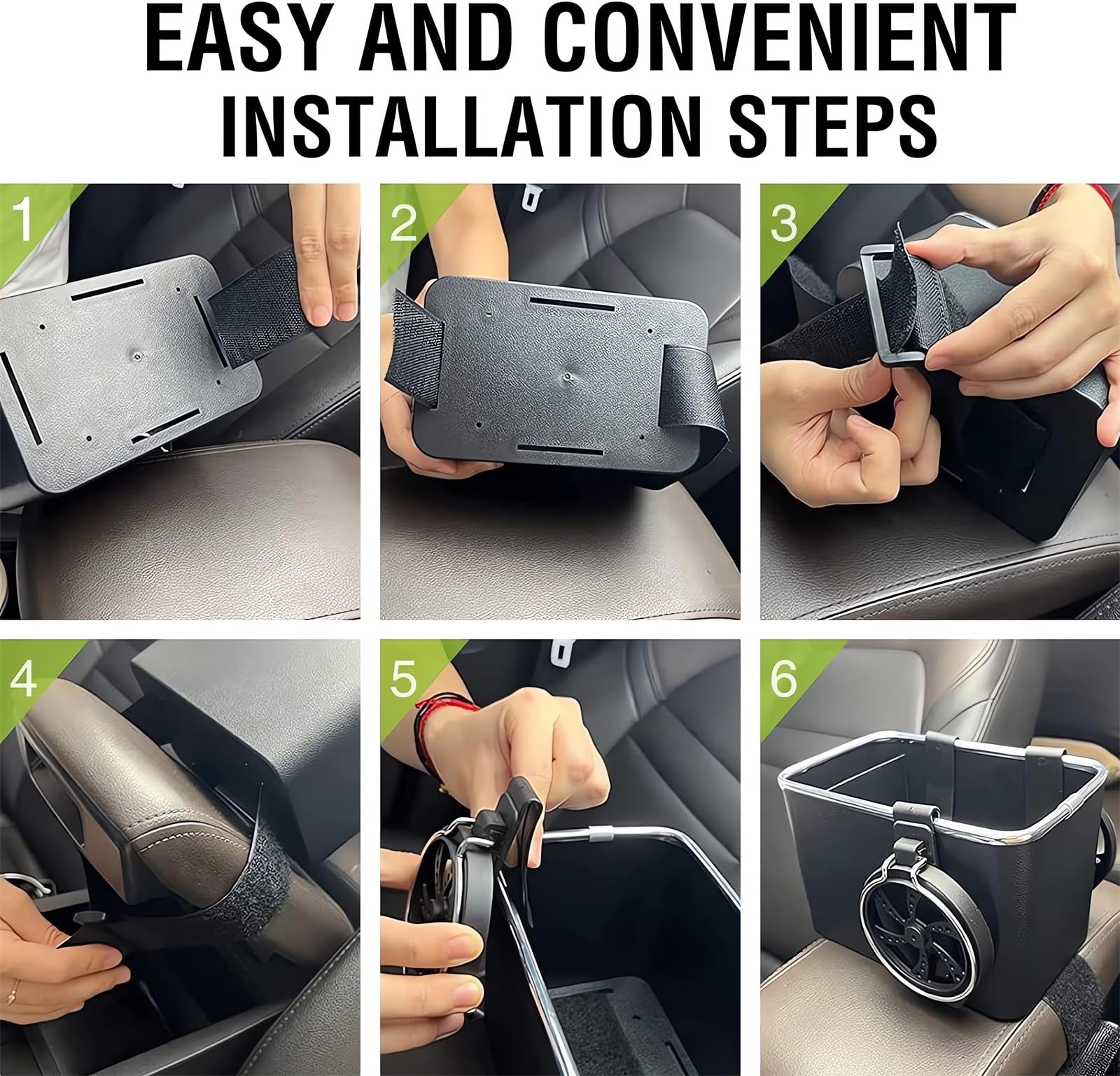 Universal Car Armrest Storage Box With Drawer & Water Cup Holders – Black ABS/S Steel