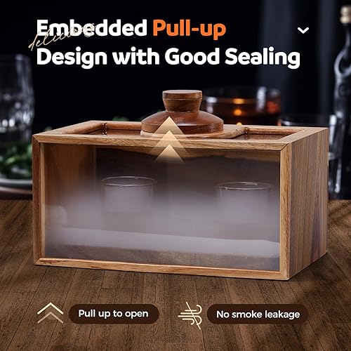 Miniatura 5 de Kit de ahumador de cóctel, kit de ahumador de whisky con antorcha, caja de fumar, bandeja de alimentos y chips de madera, kit de ahumador de bourbon