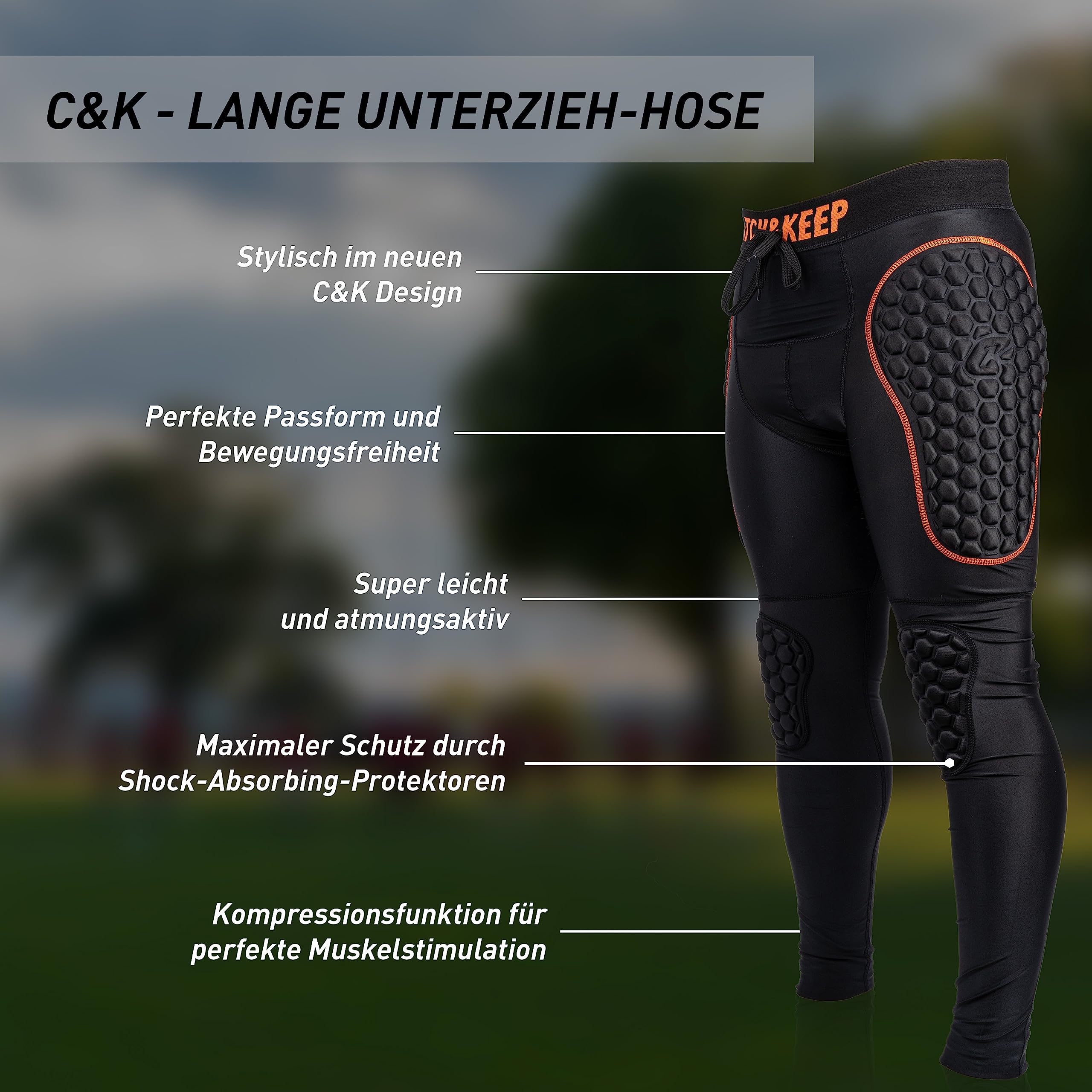 CATCH & KEEP Torwart Unterziehhose lang - Fußball Anti-Verbrennungs-Torwarthose - Sporthose mit Kompressionsfunktion und atmungsaktivem Material