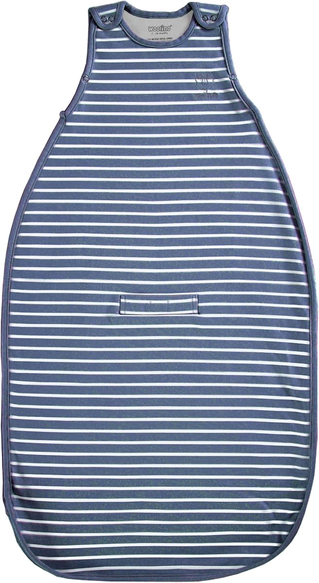 Woolino 4 Season Ultimate Saco de Dormir para Bebé - Lana Merino y Algodón Orgánico - Saco de Dormir Ajustable de Tamaño Universal para Bebé - Saco de Dormir con Cremallera Bidireccional (2-24 Meses) - Azul Marino