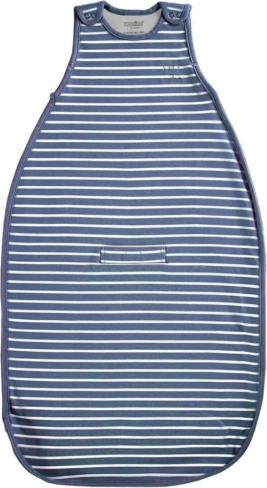 Woolino 4 Season Ultimate Baby Sleeping Bag - Merino Wool and Organic Cotton - Universal Size Adjustable Sleep Sack for Baby - Two-Way Zipper Sleeping Bag (2-24 Months) - Navy Blue