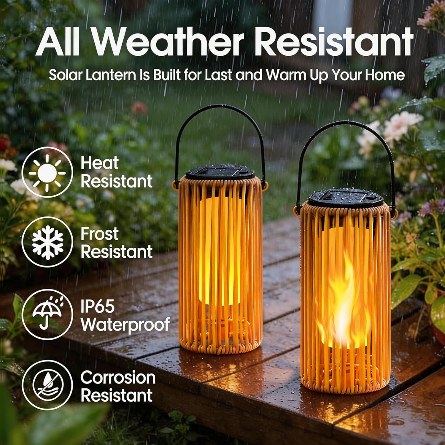 Solar Pathway Lights Outdoor Hanging Garden Decorations,Solar Lanterns Waterproof Flickering Flame Gifts for Women Mom Grandma,Decorative Lantern Stakes Outside for Lawn Yard Porch Tree