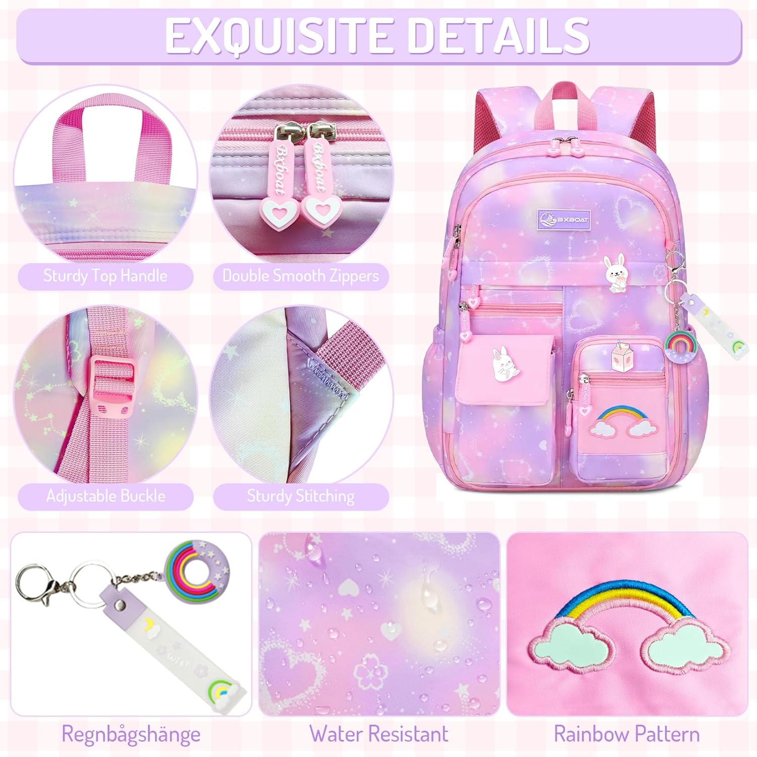 Kids Backpacks for Girls - 5PCS Cute Girls Backpack with Lunch Box Set for Elementary Middle School Students,18" Large Capacity School Bookbag with Multiple Pockets and Extra Accessories