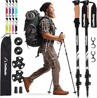 TrailBuddy Trekking Poles: Lightweight 7075 Aluminum Collapsible Hiking Poles for Men, Women, Seniors - Foldable Walking Sticks for Trails & Travel