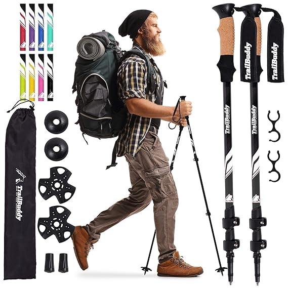 TrailBuddy Trekking Poles – Lightweight 7075 Aluminum Hiking Poles for Women, Men & Seniors