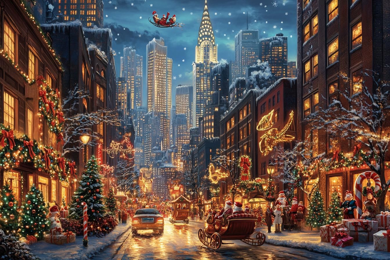 Urban Christmas Magic Jigsaw Puzzles for Adults 35 Pieces Challenging Puzzle Perfect for Game Nights 1000 Piece Jigsaw Puzzles Family Friends and Lovers Finished Size 6x4