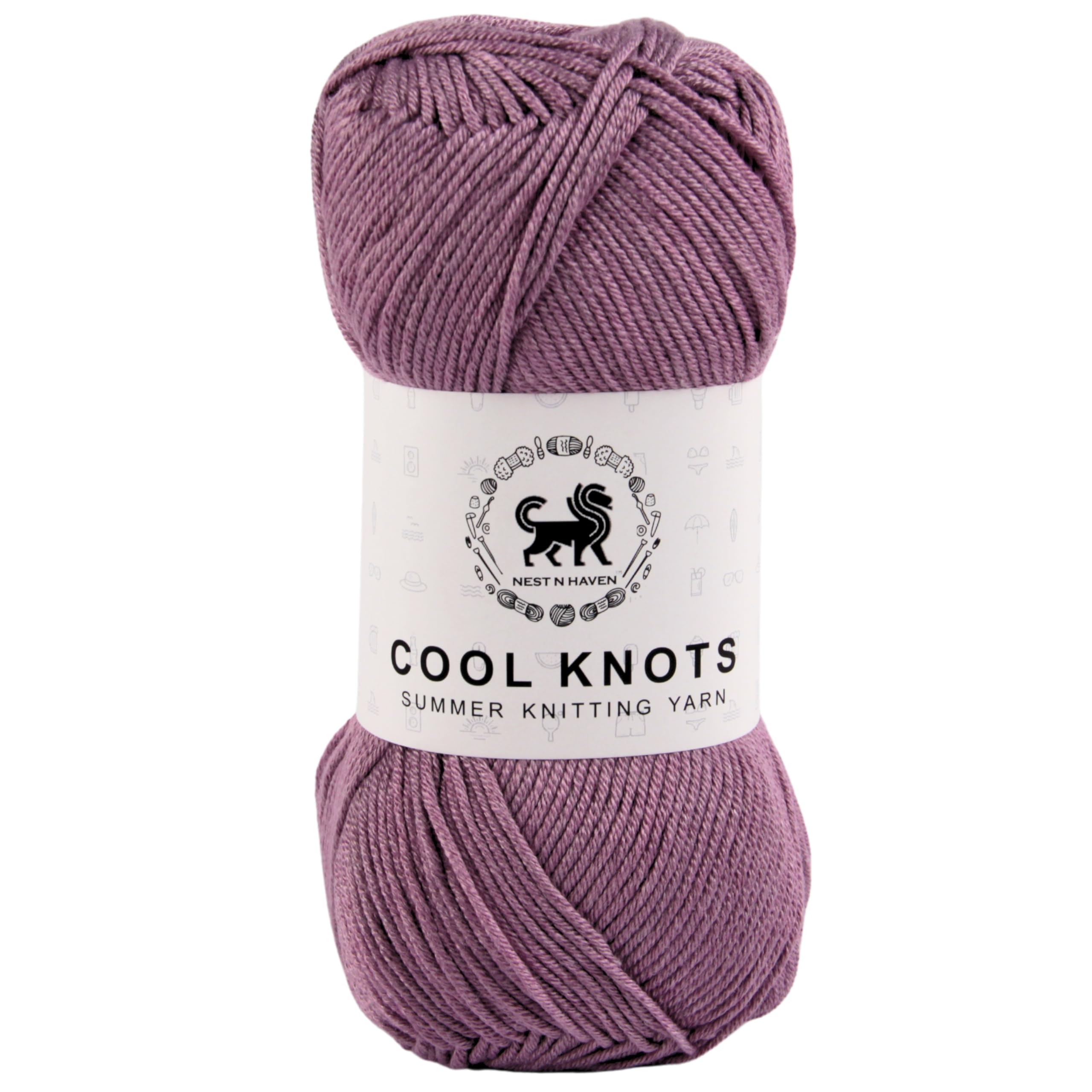 NESTNHAVEN Cool Knots, Hand Knitting Yarn (1 Yarn Ball 100g) - Luxury Wool for Crochet, Amigurumi, Embroidery, Toys, Garments, Flowers and Hobby Projects (Dark Lilac)