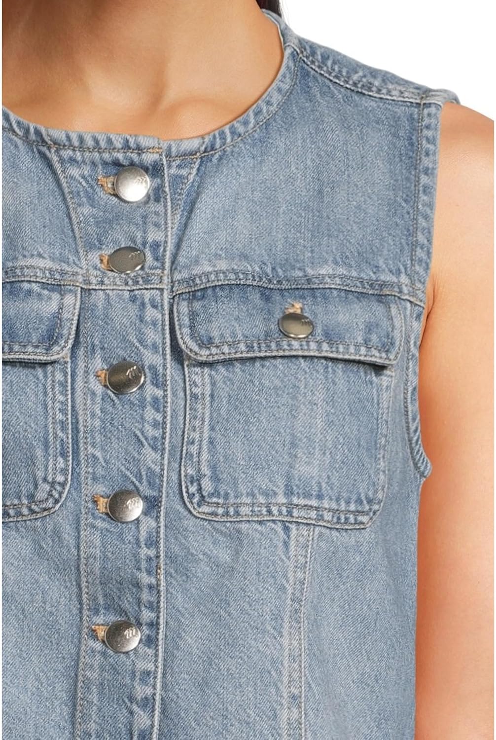 Madewell womens Round Neck Button Denim Shell in Robertson Wash - Image 4