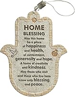 Vista 10 de Amuletos de mano Hamsa de buena suerte con bendición del hogar en inglés de 6.7" de Masoret - Decoración de pared de amuleto de protección contra