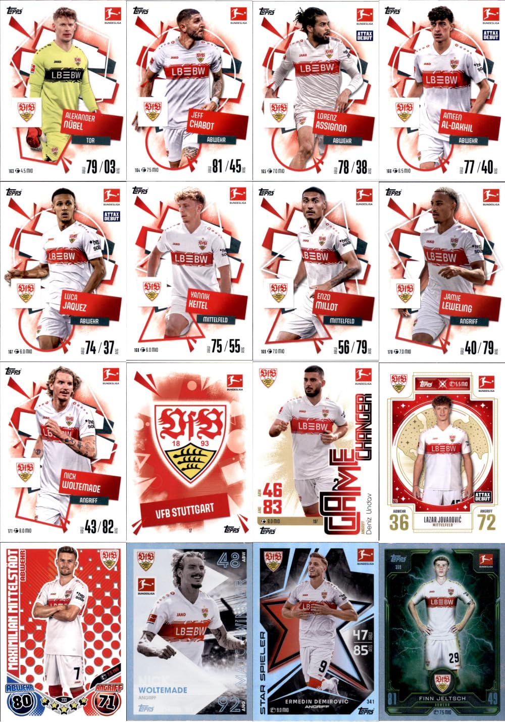 Bundle mit Topps Match Attax Bundesliga - 2025/26 - Mannschaftspaket - VfB Stuttgart + Exklusive Collect-it Hüllen