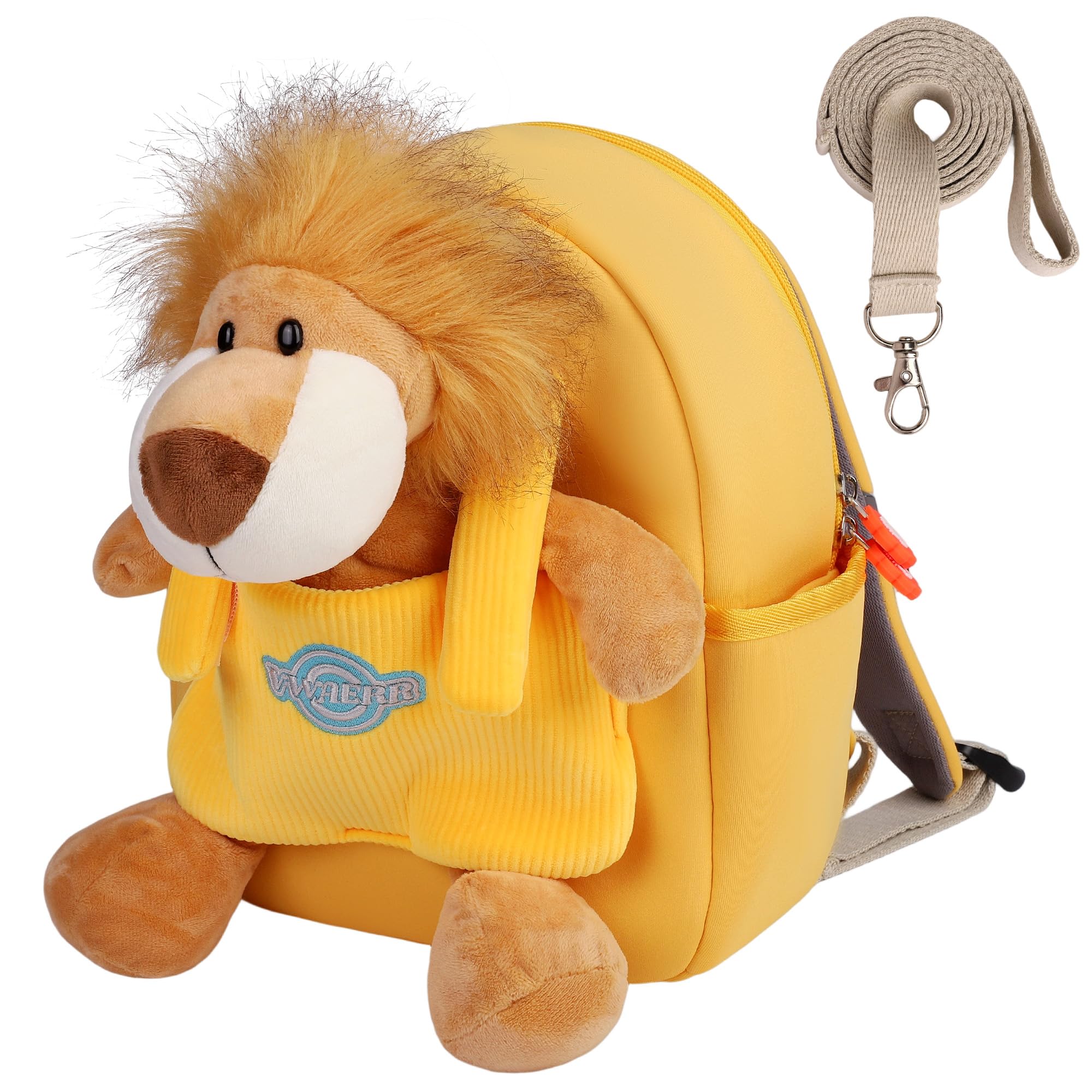 VWAERR Small Lion Toddler Backpacks with Soft Dolls & Leash, Preschool Backpack with Stuffed Animals for School Travel, 2 3 4 5 6 Year Old