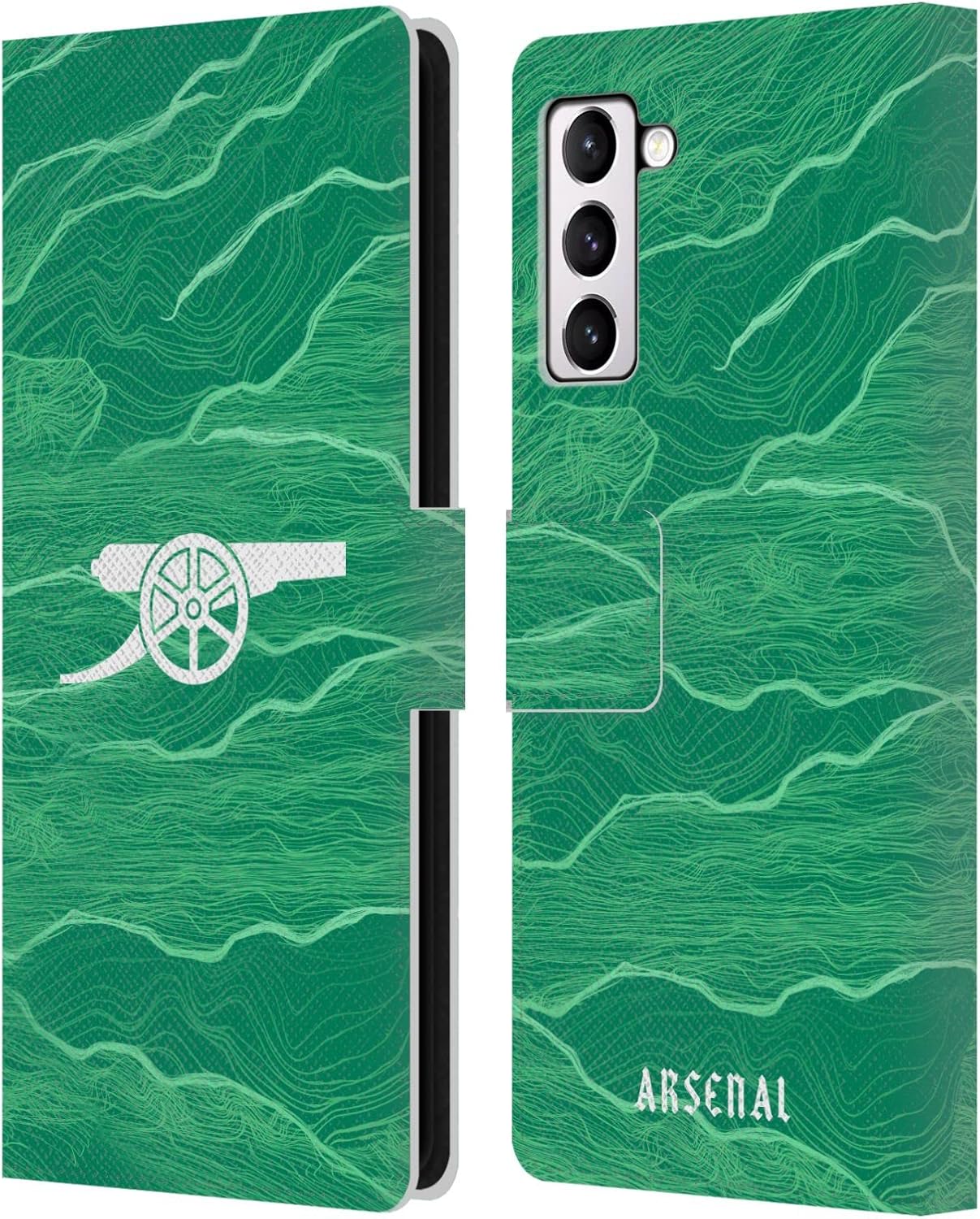 Head Case Designs Officially Licensed Arsenal FC Away Goalkeeper 2021/22 Crest Kit Leather Wallet Case Compatible with Samsung Galaxy S21+ 5G