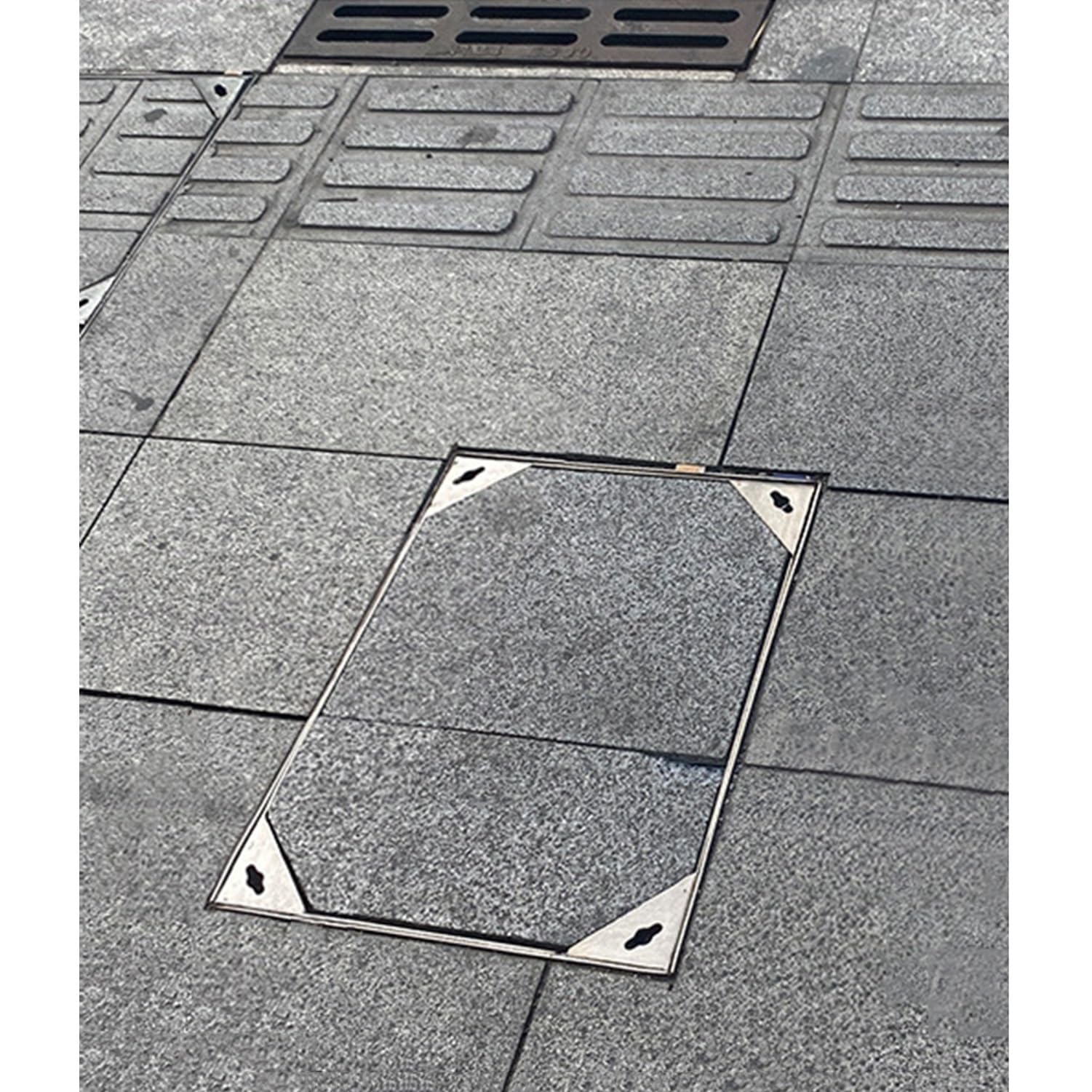 Tapa De Arqueta Y Marco Rectángulo, Empotrada Tapa De Tanque Séptico De Acero Inoxidable 304, Cubierta De Cuenca De Aguas Residuales Invisible Para Patios Y Aceras(60x80cm)