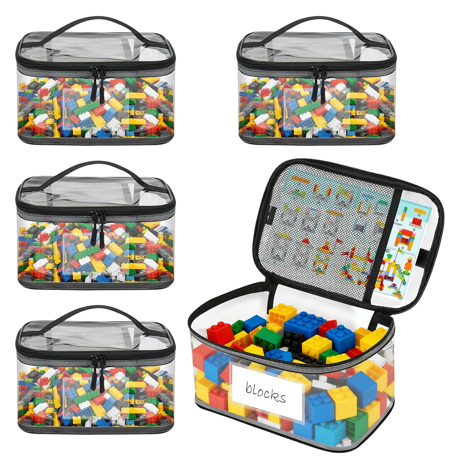 Sacchetti Portaoggetti per Giocattoli,ESYFOR 4 Pezzi Organizer Sacchetti Giochi PVC Impermeabili Borse Portaoggetti Trasparente Borsa per Trasporto per Vari Piccoli Giocattoli,24x17.5x14.5cm