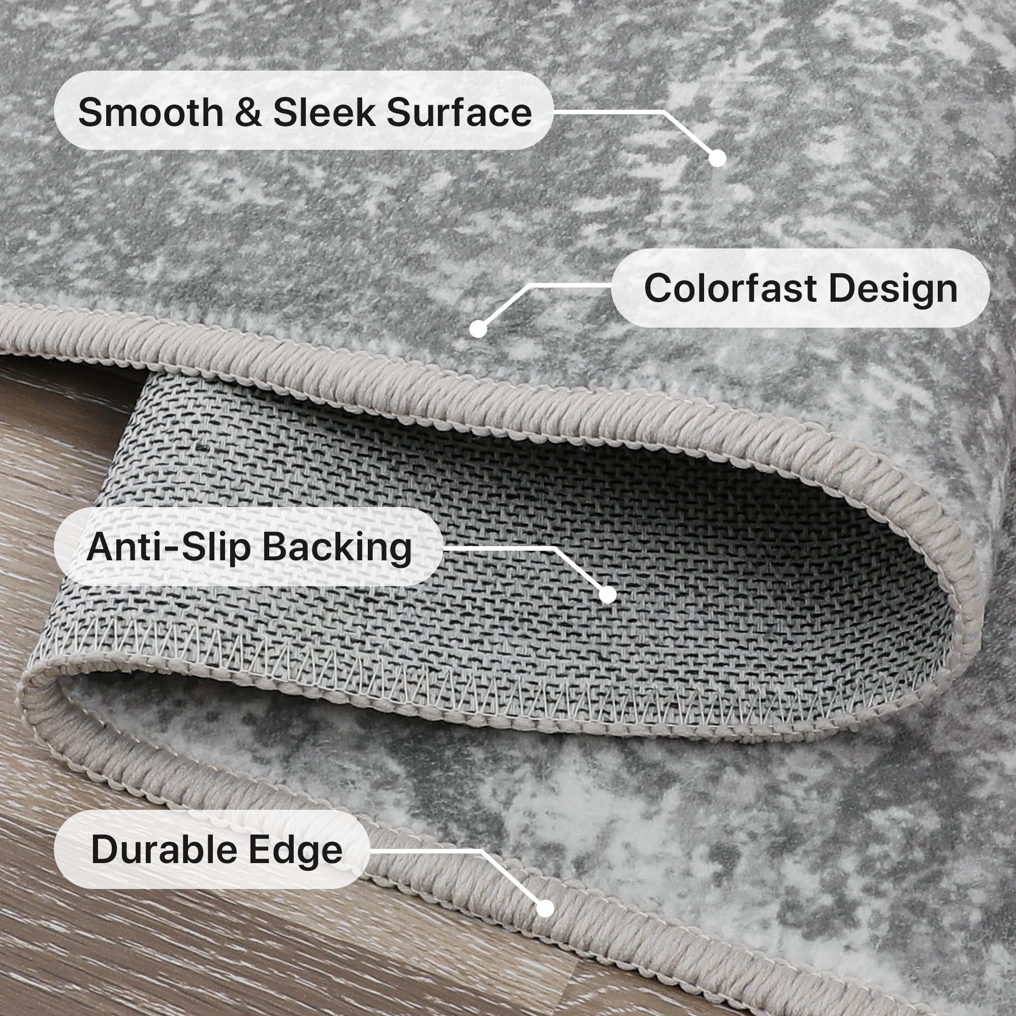 BEIMO Washable Area Rug 80x150cm, Modern Abstract Design Rug, Low-Pile Durable Carpet, Non-Shedding - Image 2