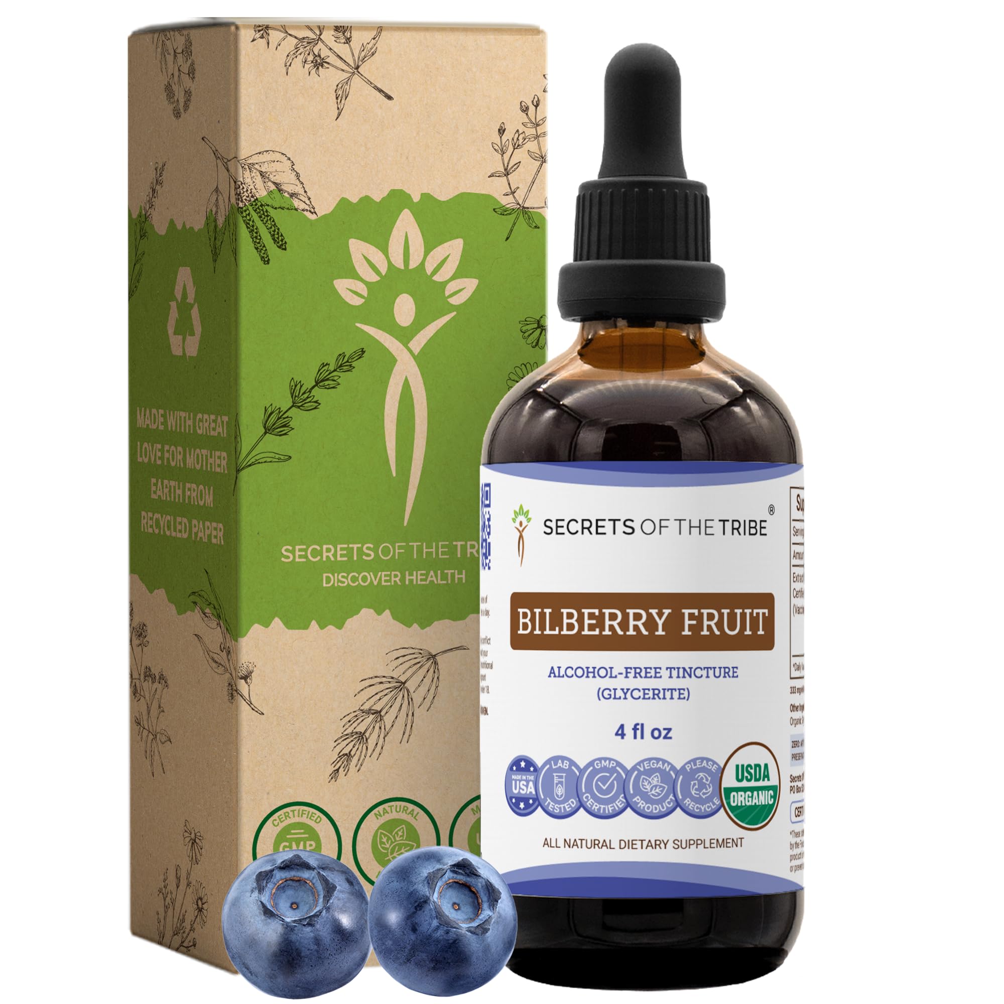 Secrets of the Tribe Bilberry Fruit USDA Organic | Alcohol-Free Extract, High-Potency Herbal Drops, Vision | Made from 100% Certified Organic Bilberry (Vaccinium Myrtillus) Dried Fruit 2 oz — Amazon image 7