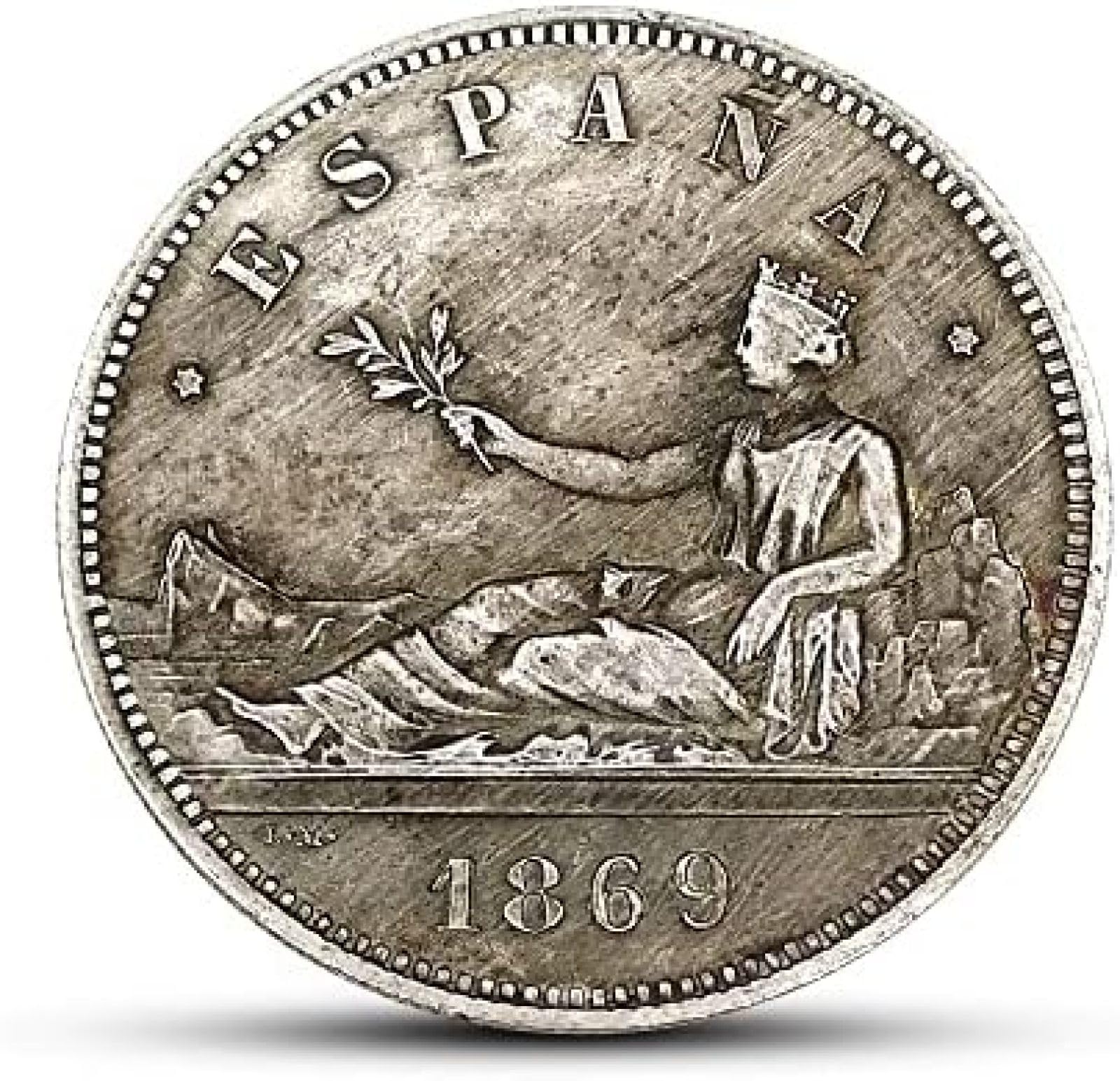 18 Juego Completo De Monedas De Plata Españolas De 5 Pesos 1869-1899 Retrato Grabado Monedas Extranjeras Antiguas, 1869