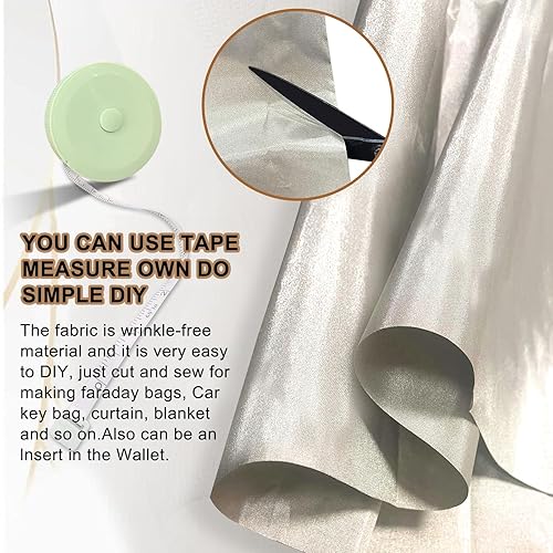 Miniatura 11 de Tela Faraday de 43 pulgadas de ancho x 118 pulgadas de largo (3 yardas) + 1.18 pulgadas de ancho x 314 pulgadas de largo, material conductor