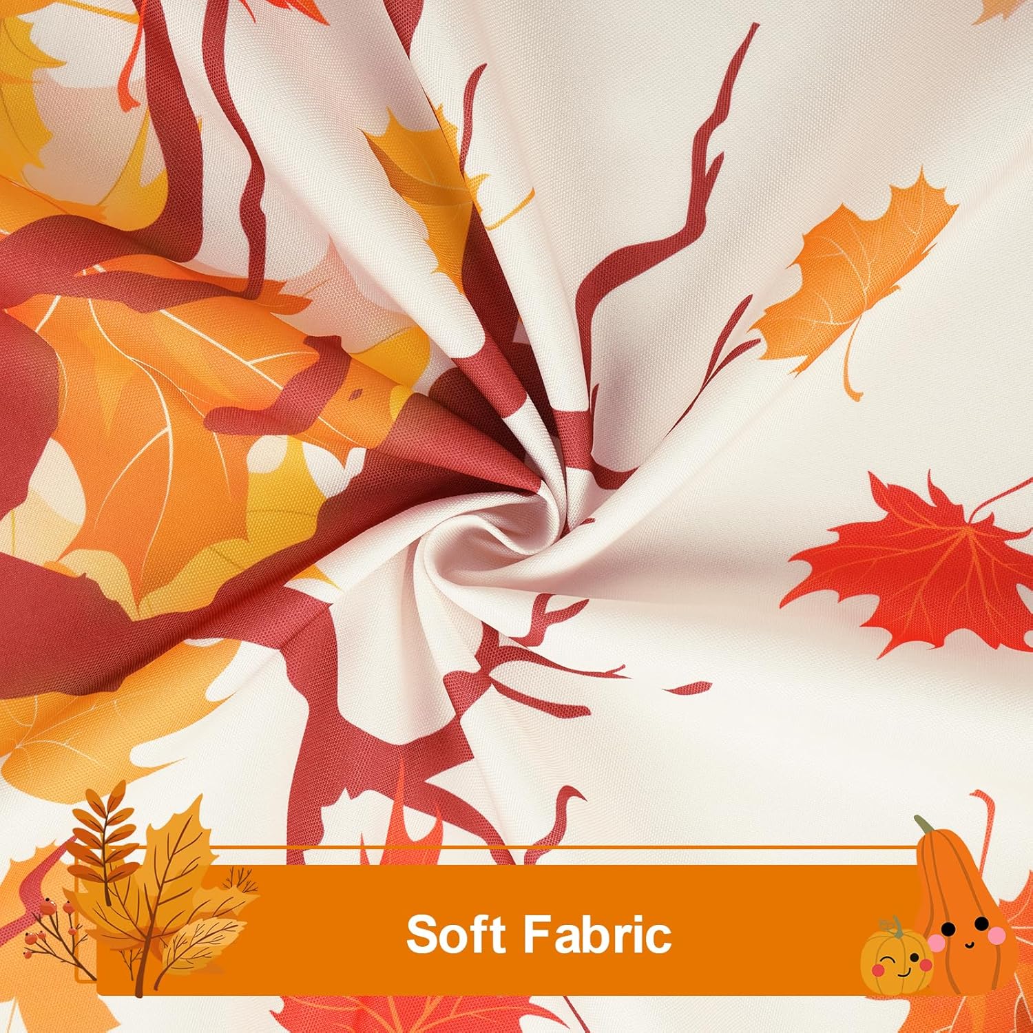 FRAMICS Fall Curtains for Living Room - Thanksgiving Maple Leaves 2 Panels Set, 84 Inch Length, Light Filtering Rod Pocket Window Treatments for Bedroom Dining Room, 52" W x 84" L