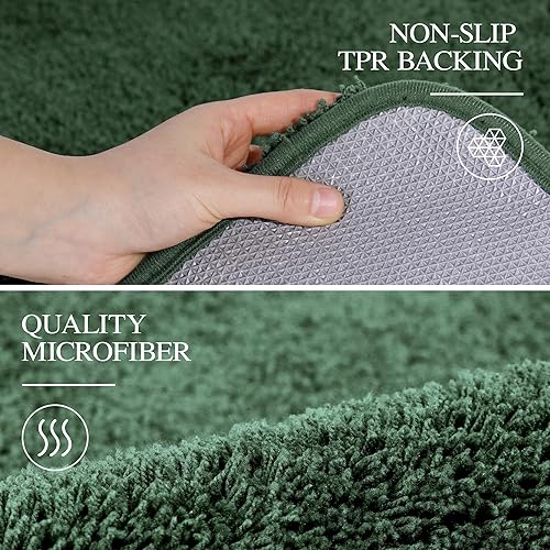 Miniatura 6 de Walensee - Tapete de baño antideslizante, absorbe el agua, de microfibra suave, peluda, lavable a máquina, para sanitario, en forma de U, 20 x 24