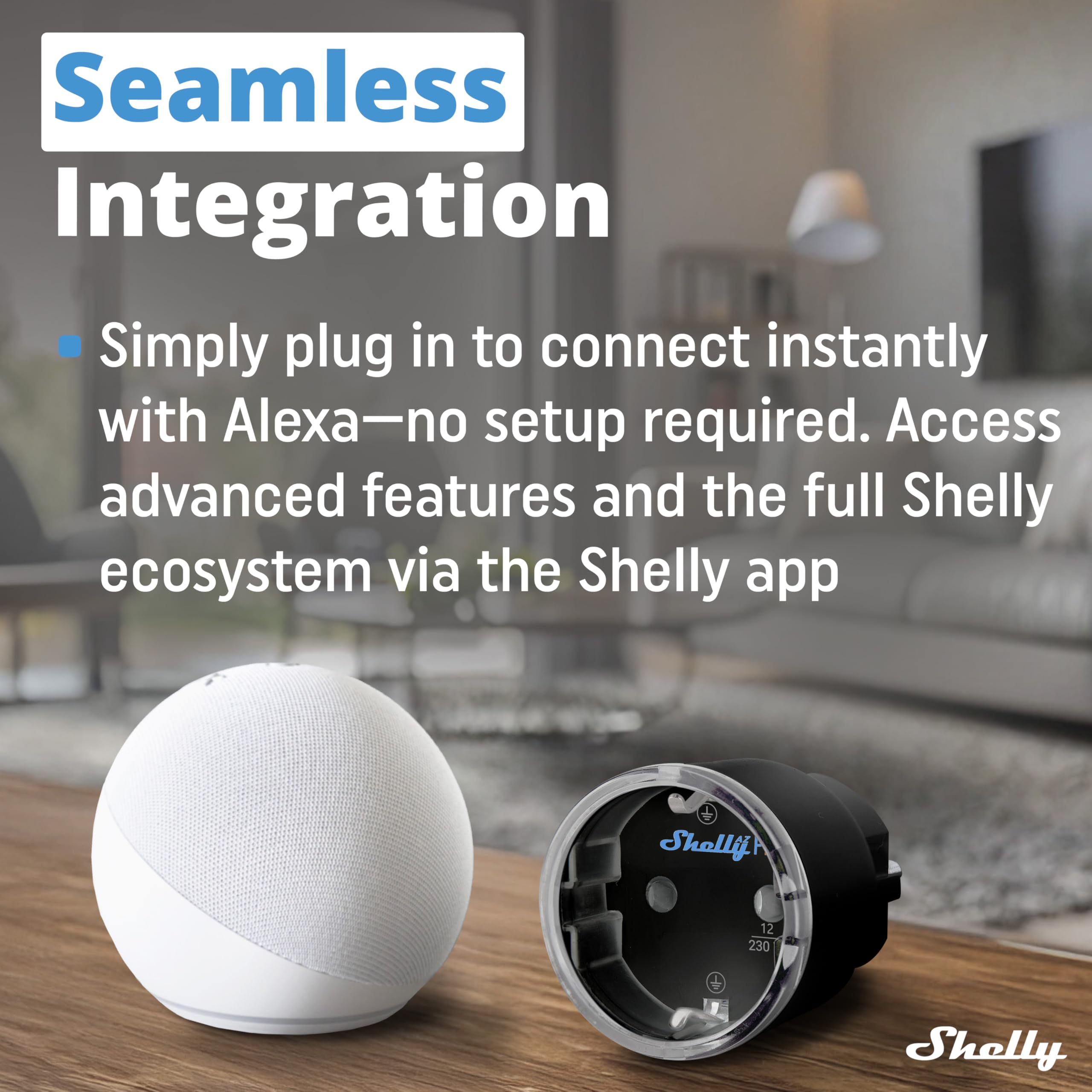 Shelly AZ Plug Czarny, Inteligentna Wtyczka z Pomiarem Energii, Gniazdko Zdalnego Sterowania, Max 2500W (12A), Wskaźniki LED,Automatyka domowa, Bluetooth i Wi-Fi, Alexa i Google Home, iOS, Android
