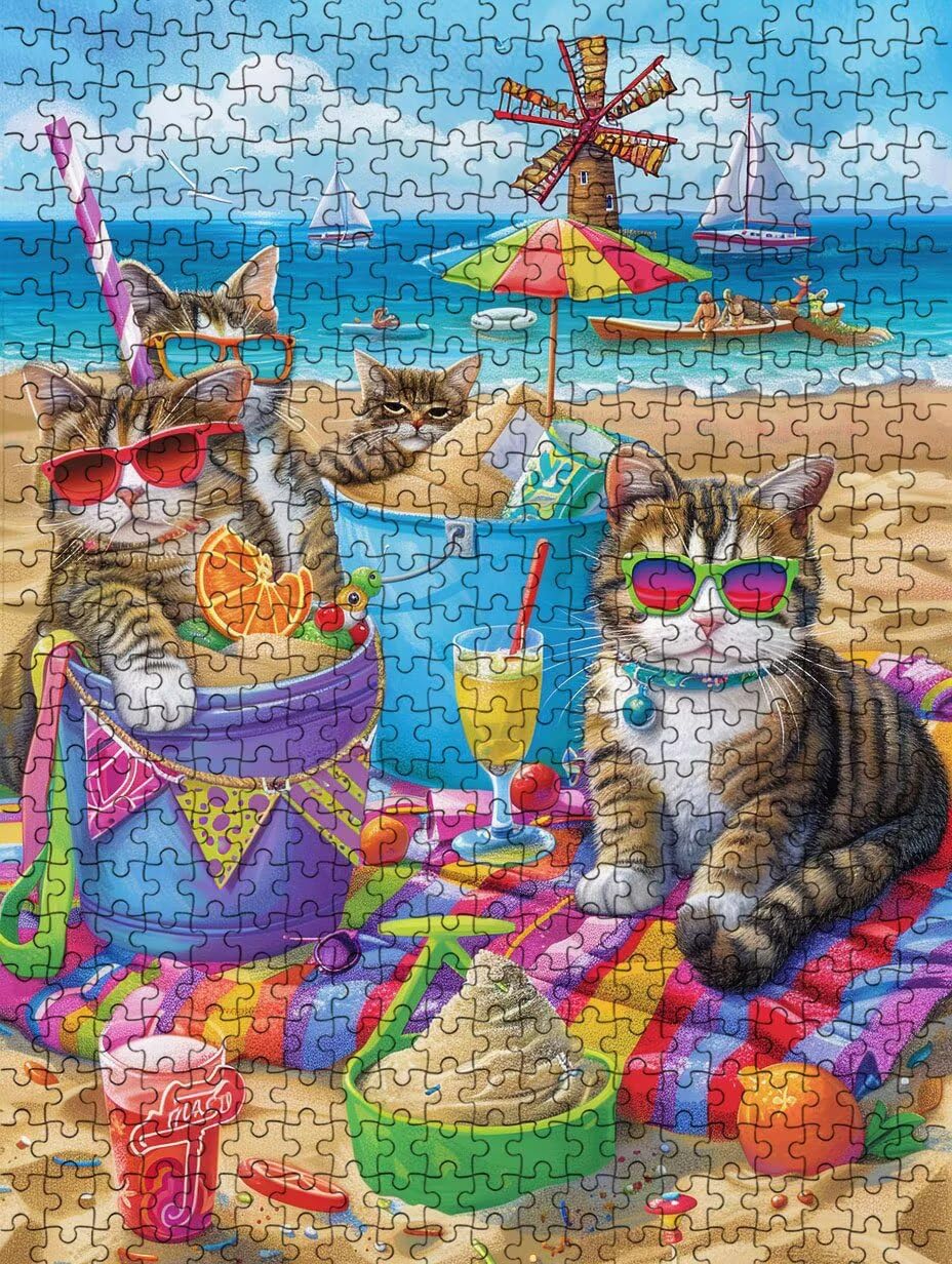 Spiaggia Gatto Puzzle 5000 Pezzi, 3D Puzzle per Adulti Impegnativo, Educa Puzzles Artistico, Divertente E Stimolante Puzzles Decorativo per La Famiglia, Regalo e Decorazione Pareti FNKL6-904