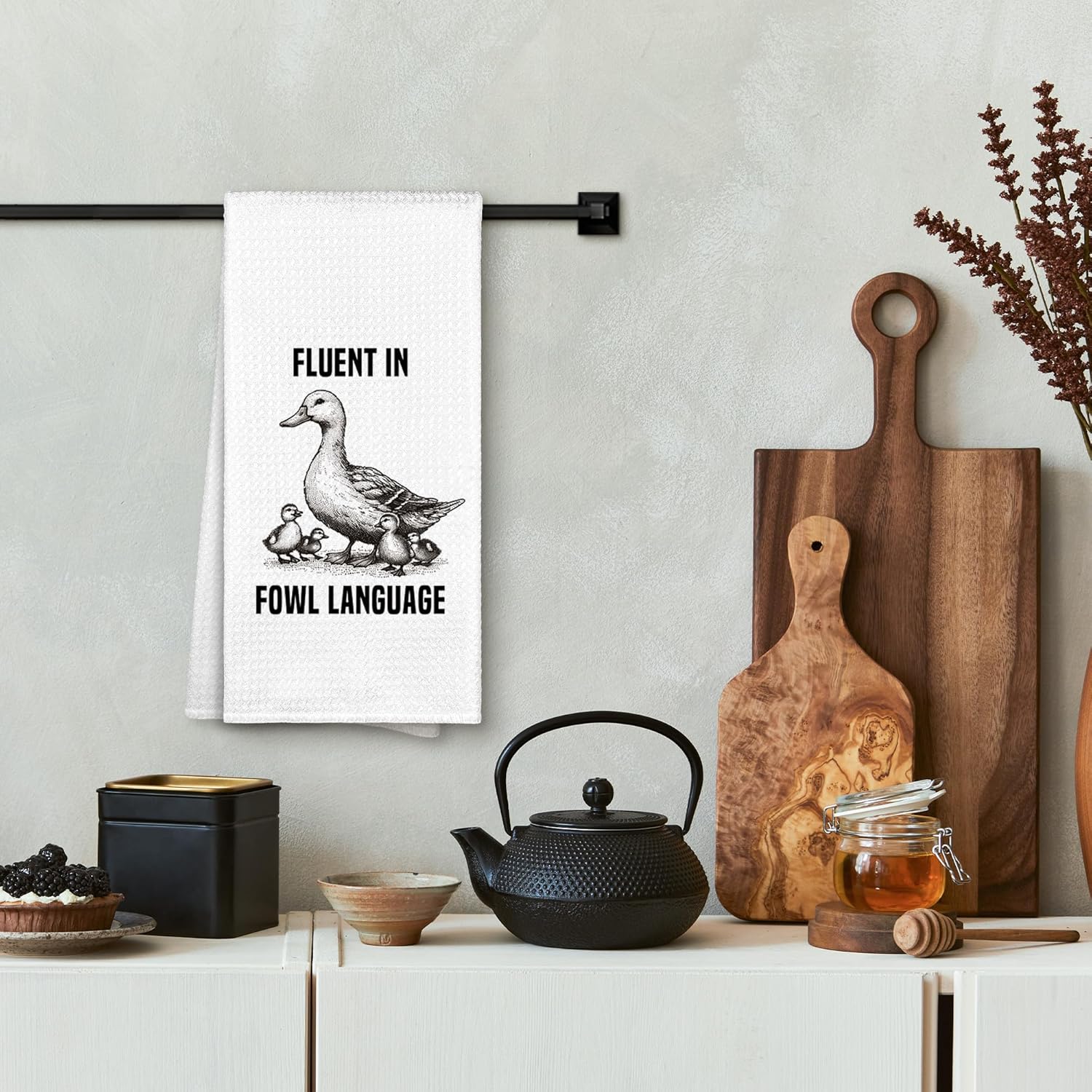 Funny Duck Kitchen Towels Gifts Decorative, Farmhouse Duck Gifts for Women Dish Cloths Tea Towel, Fluent in Fowl Language Bathroom Kitchen Dishcloths Hand Towel Decor 16x24 - Image 2