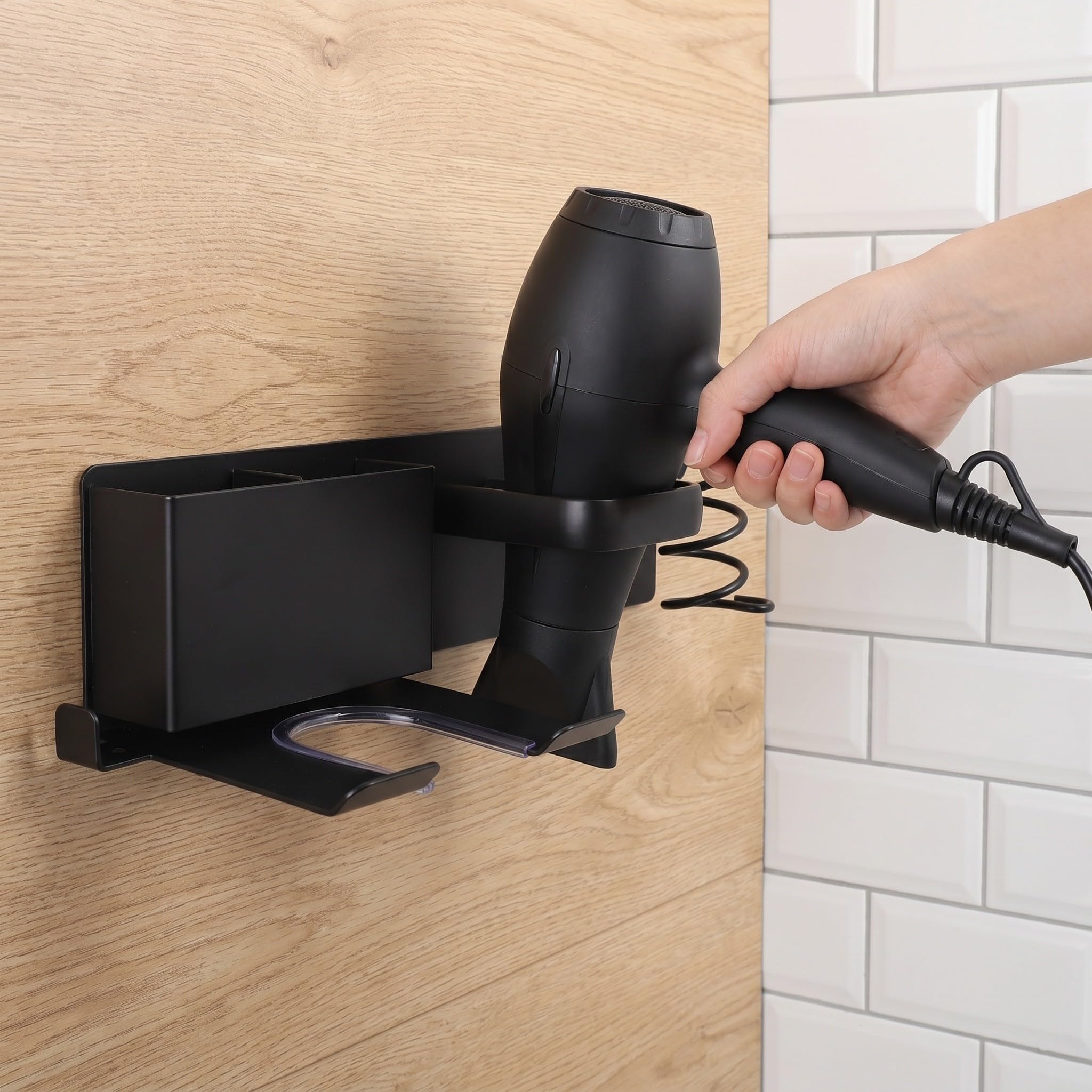 TOYANDONA Soporte de Pared para Secador de Pelo, Organizador Negro