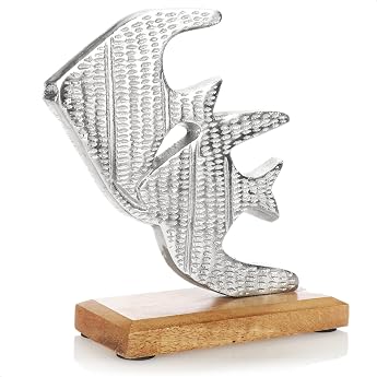 com-four  Premium Fish Stand Decorative Fish Pair Made of Metal