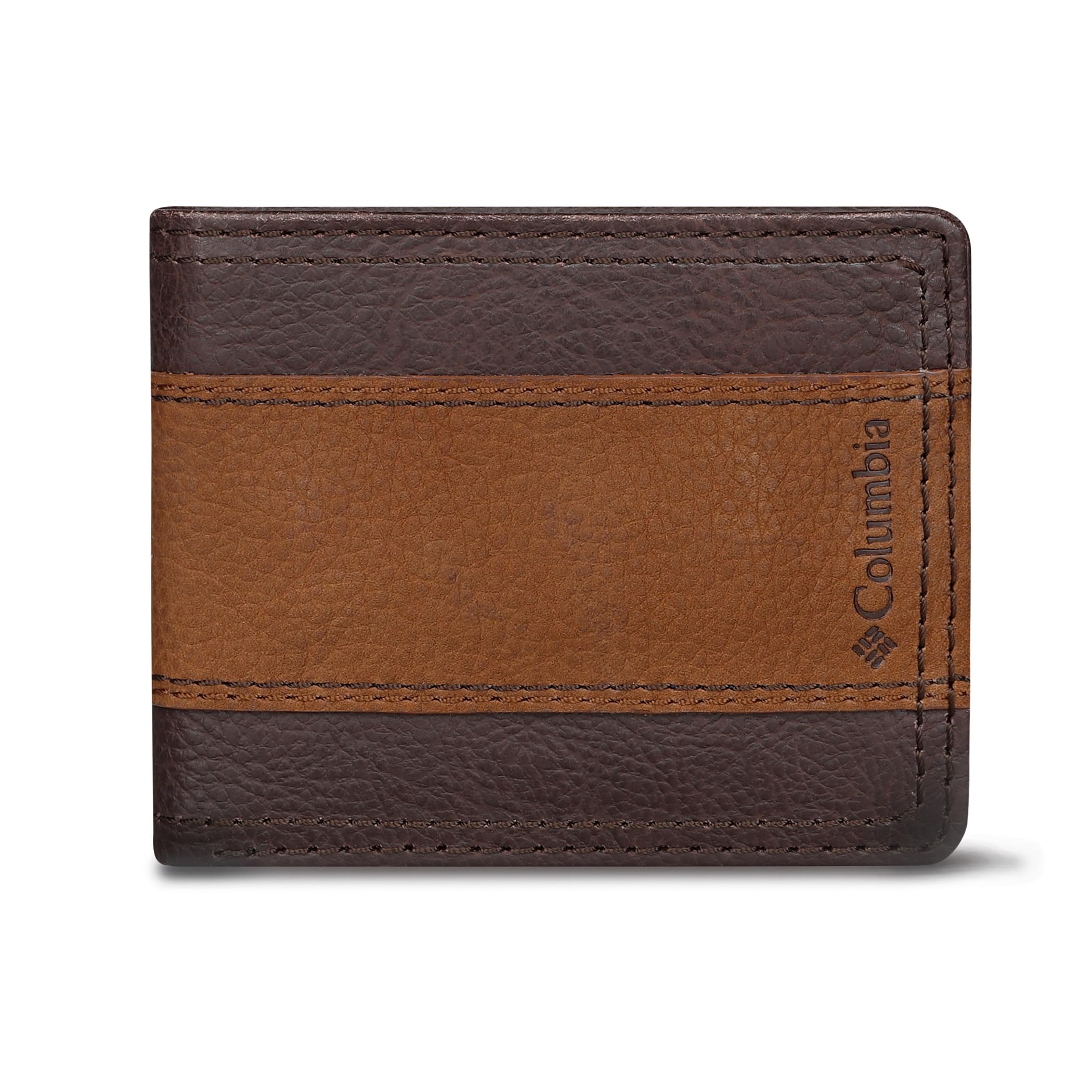 Columbia Mens RFID Slim Bifold Wallet With ID Window Brown Two Tone One Size Brown Two Tone