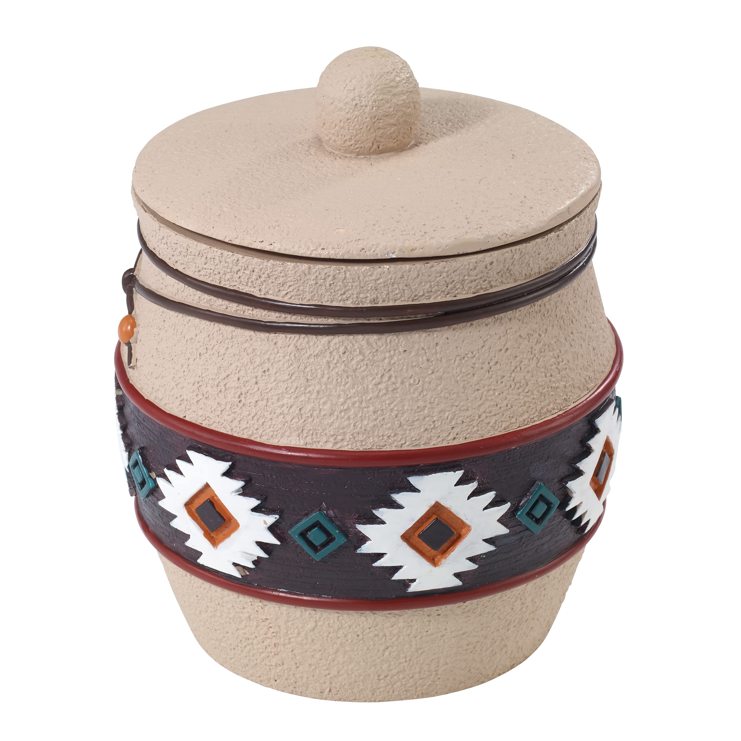 Avanti Linens - Covered Jar, Guest Bathroom Essentials, Aztec Home Decor (Navajo Dance Collection)