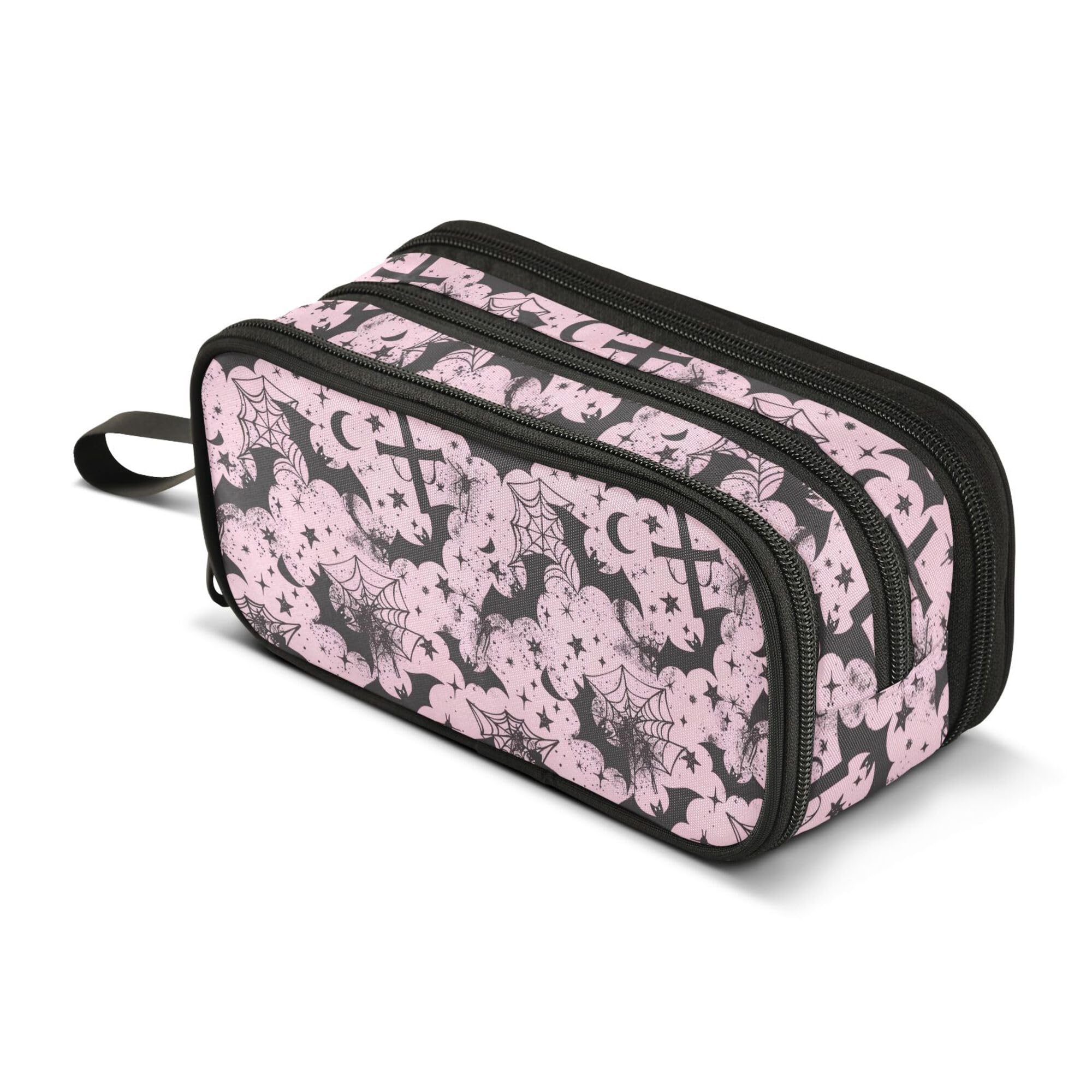 Large Pencil Case, Big Capacity Pencil Bag Pen Pouch Holder 3 Compartments, Gothic Bat Spider Web Moon School Office Supplies Stationery Makeup Bag Storage Organizer for Students Girls Boys Women Men — image 1