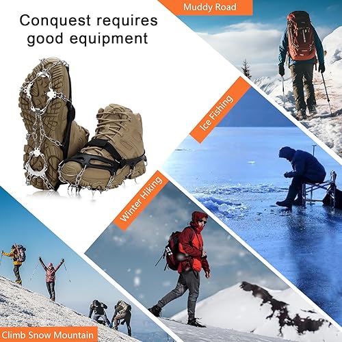 Miniatura 6 de Crampons actualizado 19, spikes agarres para hielo y nieve de tracción, protección al caminar, trotar, senderismo, alpinismo sobre nieve y hielo.