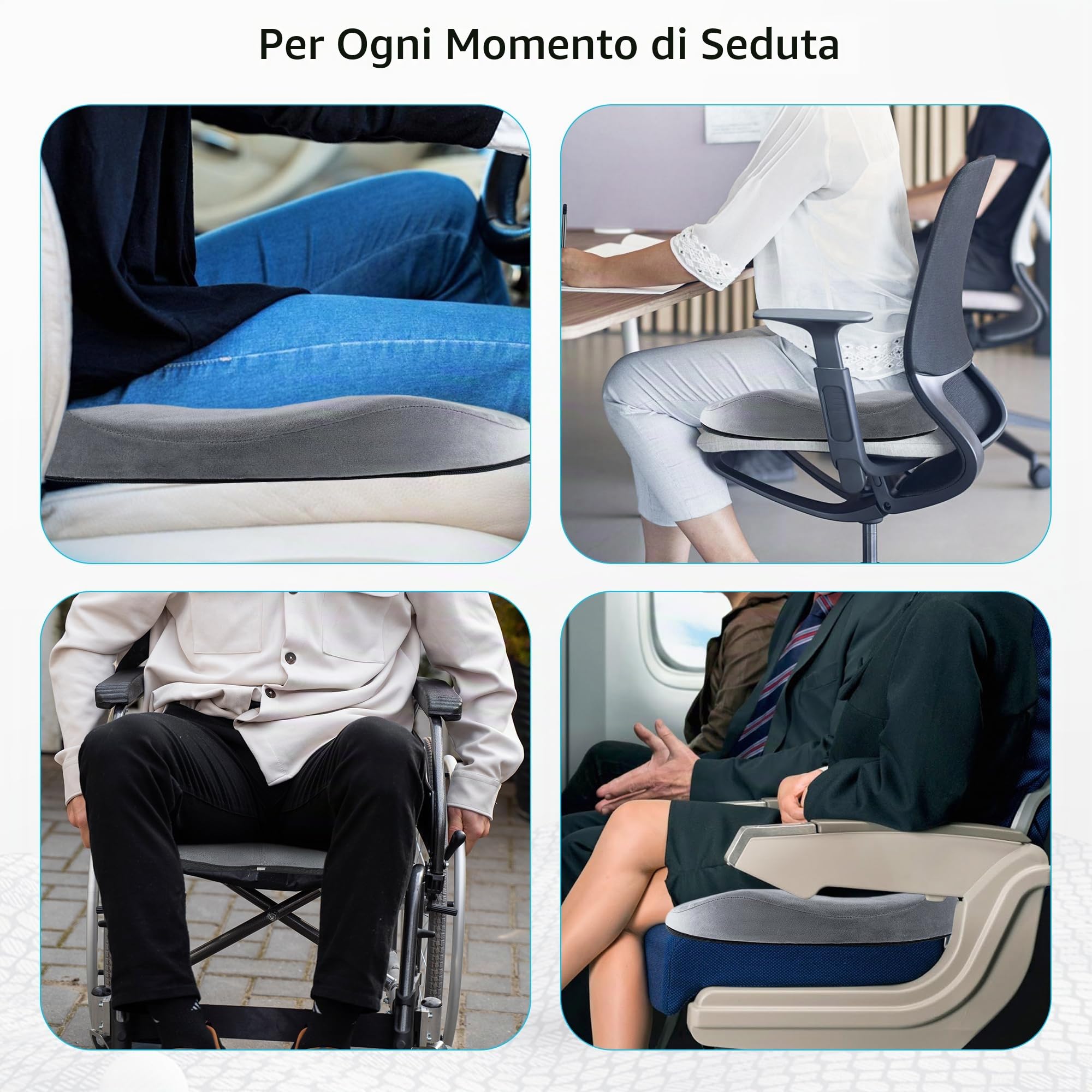 Ciambella per Sedersi Ergonomica – Cuscino Sedia in Memory Foam, Ciambella Antidecubito per Casa, Ufficio e Auto, Cuscino Sedia Confortevole