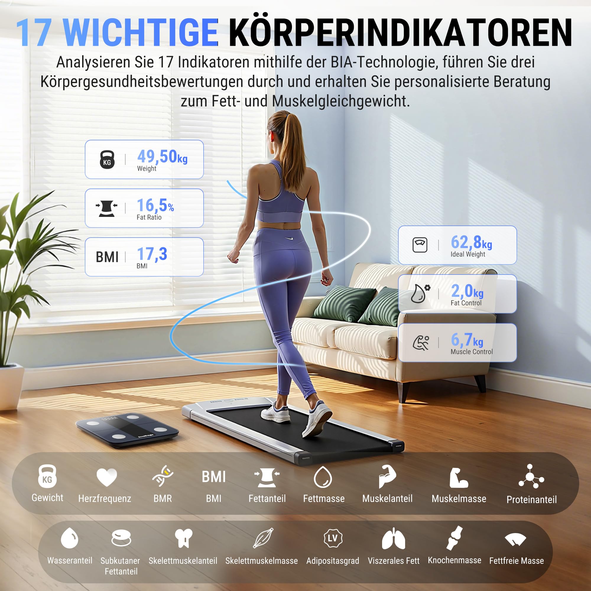 ACCUWEIGHT Körperfettwaage Personenwaage Waage Personen 180KG mit Körperfett und Muskelmasse Bluetooth Körperanalysewaage mit APP Digitale Körperanalysegerät für 17 essentielle Körperwerte