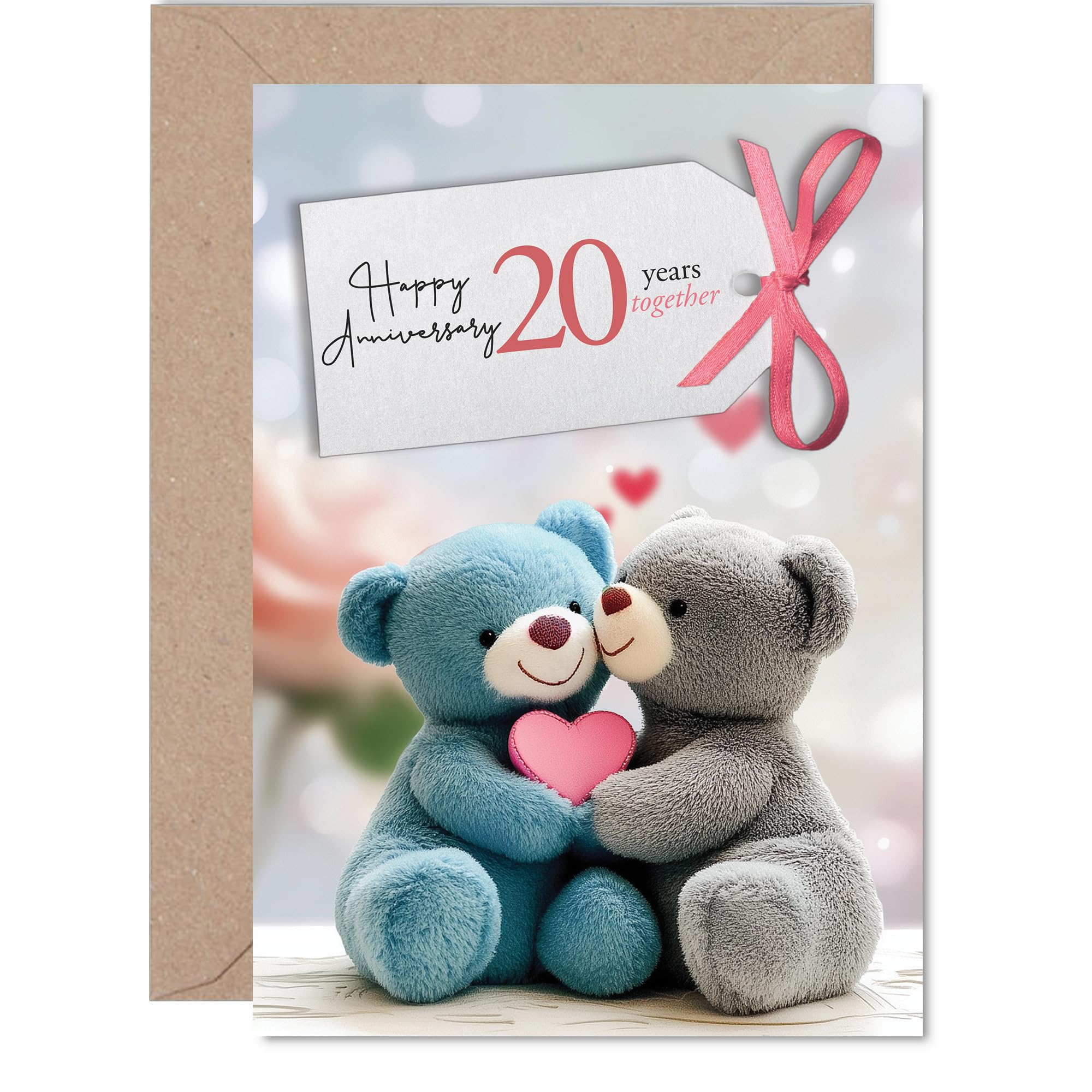 20th Anniversary Card for Women and Men, Bears in Love