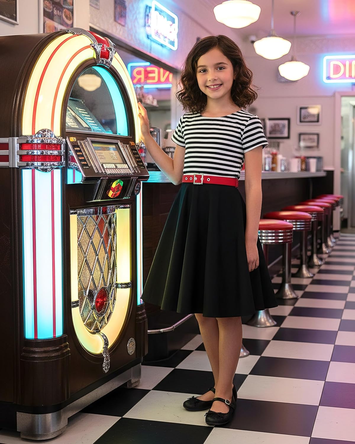 BlackButterfly Kids 'Maria' Vintage Striped Pin Up Dress - Image 3