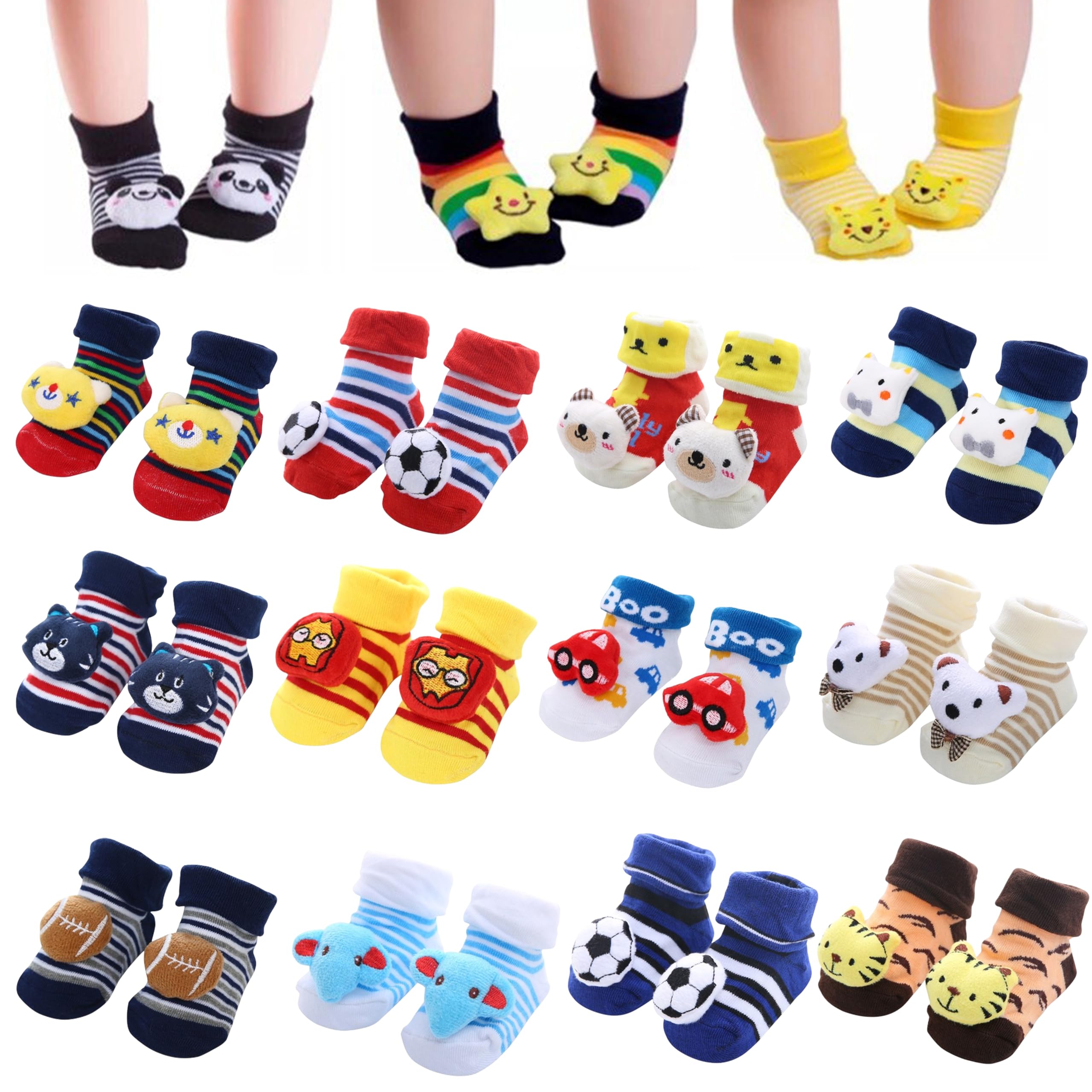 Kidbee Baby Organic Cotton Ankle Length Socks Cartoon (0-12 Months)