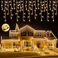 ELKTRY Luci Natale Esterno Cascata, 800LED 20M Tenda Luminosa Esterno con Timer【Prolungabile