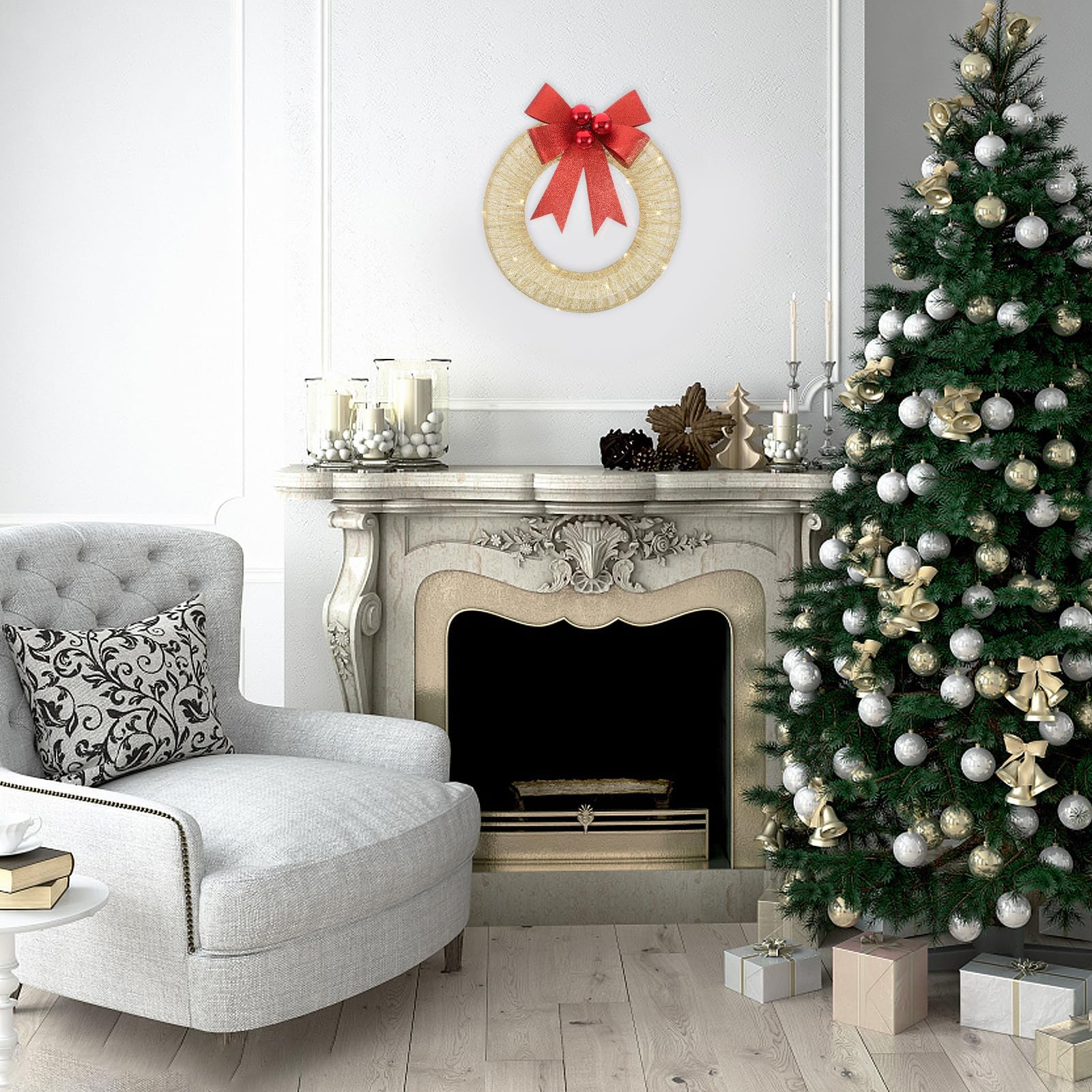 OUNONA Guirnalda de Navidad Iluminada LED para Exteriores Grandes Decoraciones Navideñas con Luz Cálida para Puertas y Paredes para Fiestas de Navidad