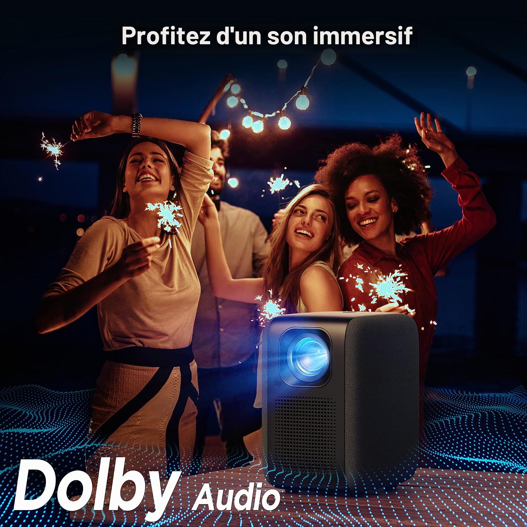 Videoprojecteur 4K avec Netflix/Prime Video/Youtube Intégrés, 600ANSI Full HD 1080P, iZEEKER Retroprojecteur avec Dolby Audio, Sceau Intégral, Focus Électrique, 4D/4P Keystone pour Android/PC/USB