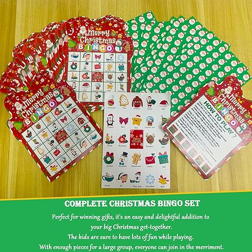 Miniatura 6 de Juego de tarjetas de bingo de Feliz Navidad, 24 jugadores, juegos de fiesta de Navidad, actividades de mesa para aula familiar, vacaciones, grupo,