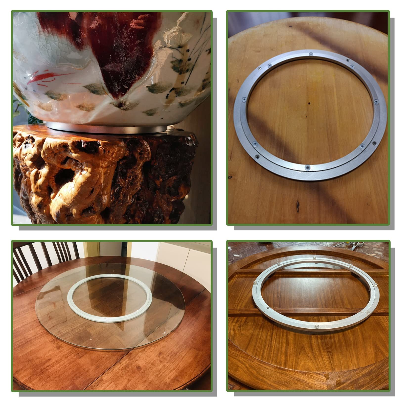 Cuscinetto for giradischi in lega di alluminio, cuscinetto a sfere for giradischi in lega di alluminio Base Lazy Susan, dimensioni multiple, argento(50 cm)