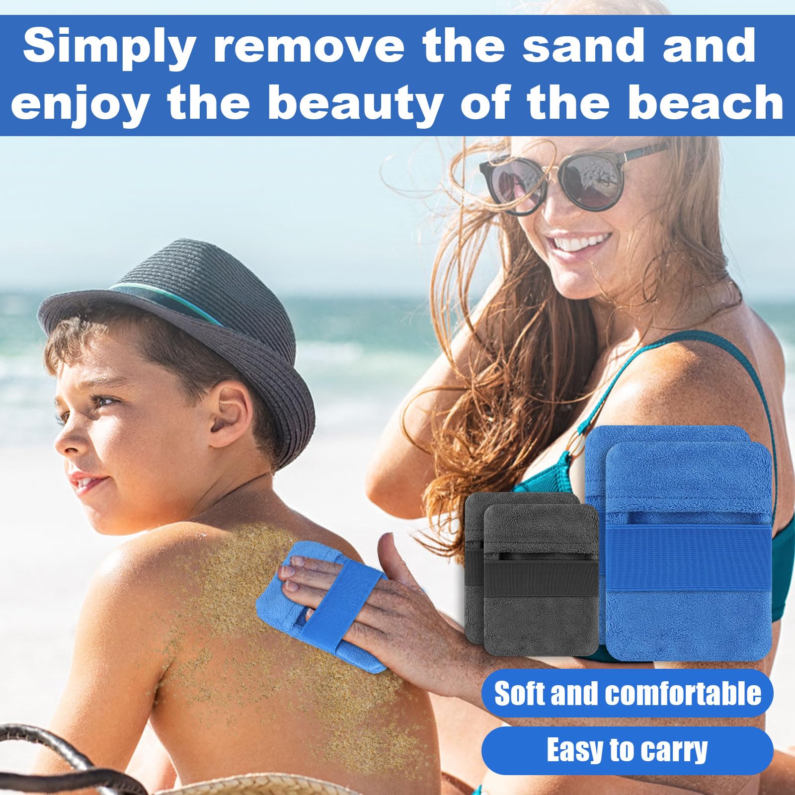 Kit 3 Dissolvants à Sable Pour La Plage - Inclut 2 Sacs Et 1 Moufle En Tissu Coton - Sans Talc - Idéal Vacances, Camping