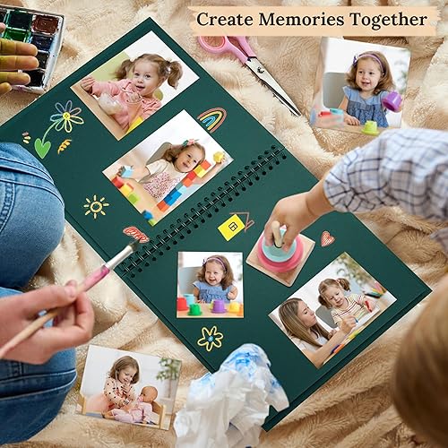 Vista 166 de Álbum de recortes de 8 x 8 pulgadas, álbum de recortes de papel kraft de tapa dura, álbumes de fotos, 40 páginas, perfecto para fotos de 4 x 6 / 5 x