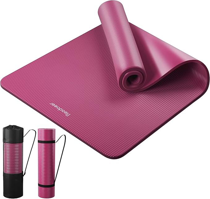 Reodoeer ヨガマット トレーニングマット エクササイズマット ストレッチマット 収納バンド 収納バッグ付き 厚さ10mm