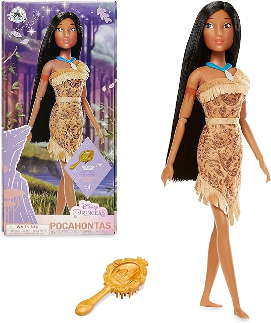 Disney Store Official Pocahontas Classic Doll for Kids, 29cm/11, Includes Brush with Moulded Details, Fully Posable and Detailed Toy - Suitable for Ages 3+