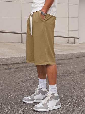 JMIERR Men's Baggy Sweat Shorts Below Knee Drawstring