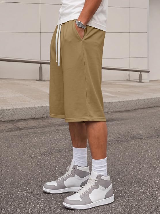 JMIERR Men's Baggy Sweat Shorts Below Knee Drawstring