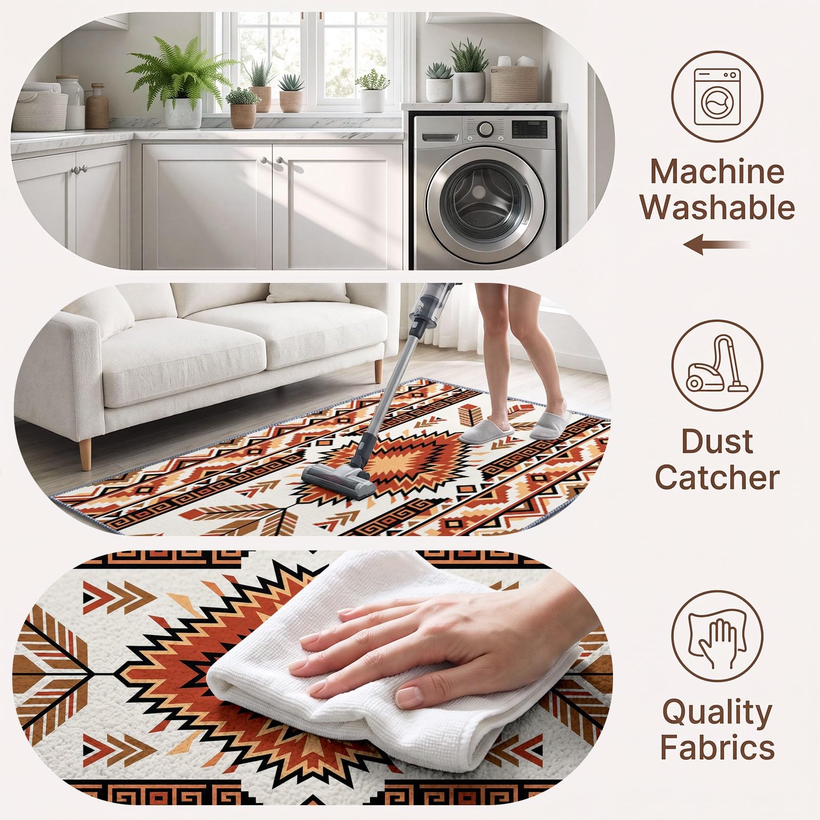 Totem Losange Dentelé Étoilé Tapis Salon Antidérapant Lavable 180x240cm